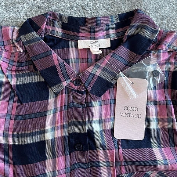 𝅺NWT COMO VINTAGE Plaid Button-Up Shirt M - Picture 5 of 10